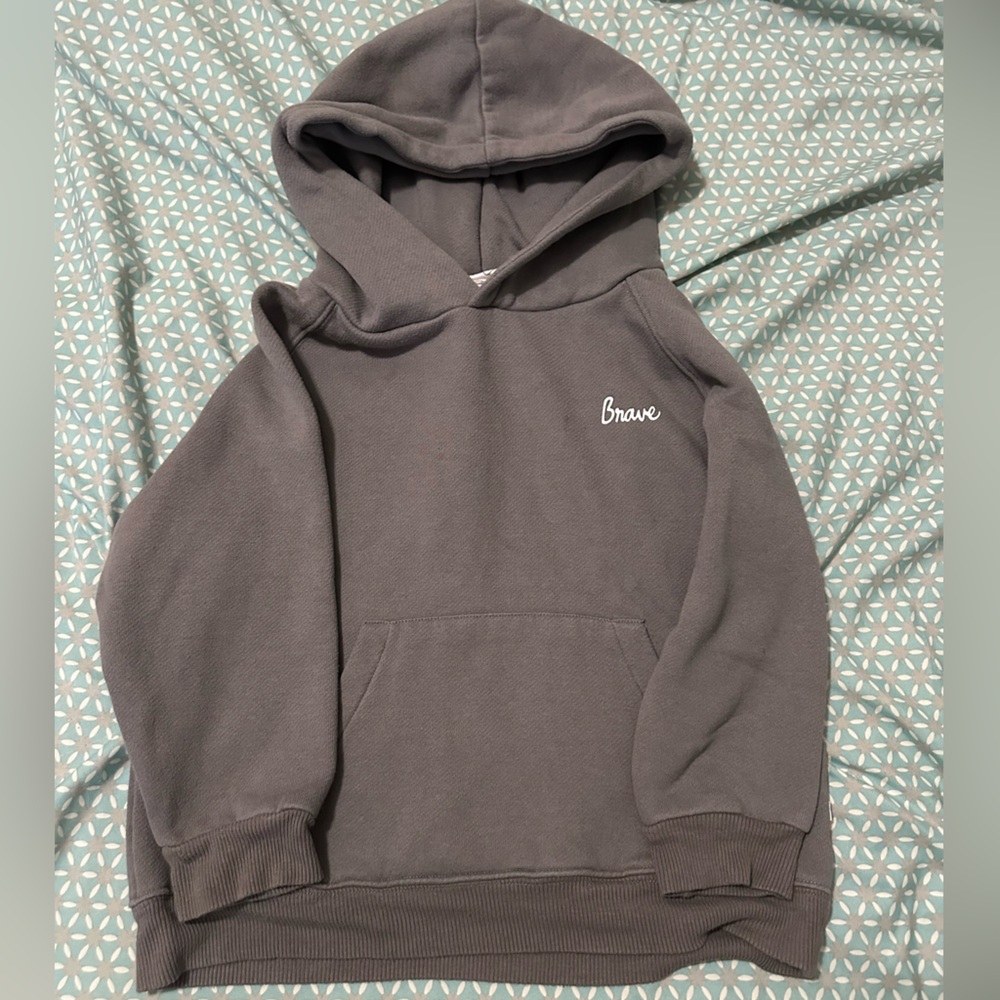 Brave Little Ones- Gray Hoodie with Embroidered Logo. size 6-8Y
